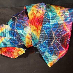 Psychedelic Rainbow  Menswear Necktie Tie Neckwear Club Party Bismuth Disco DJ